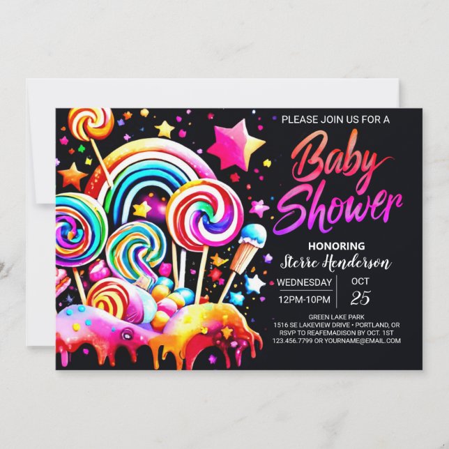 Digital Candyland Baby Shower Inbjudningar (Framsida)