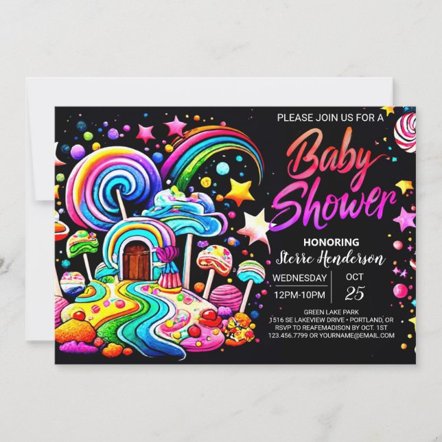 Digital Candyland Baby Shower Inbjudningar (Framsida)