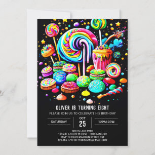 Digital Candyland Birthday Inbjudningar