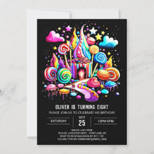 Digital Candyland Birthday Inbjudningar