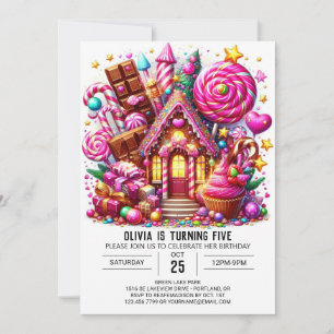 Digital Candyland Digital Birthday Inbjudningar