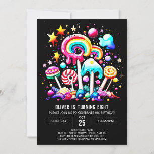 Digital Candyland Dreamland Birthday Inbjudningar