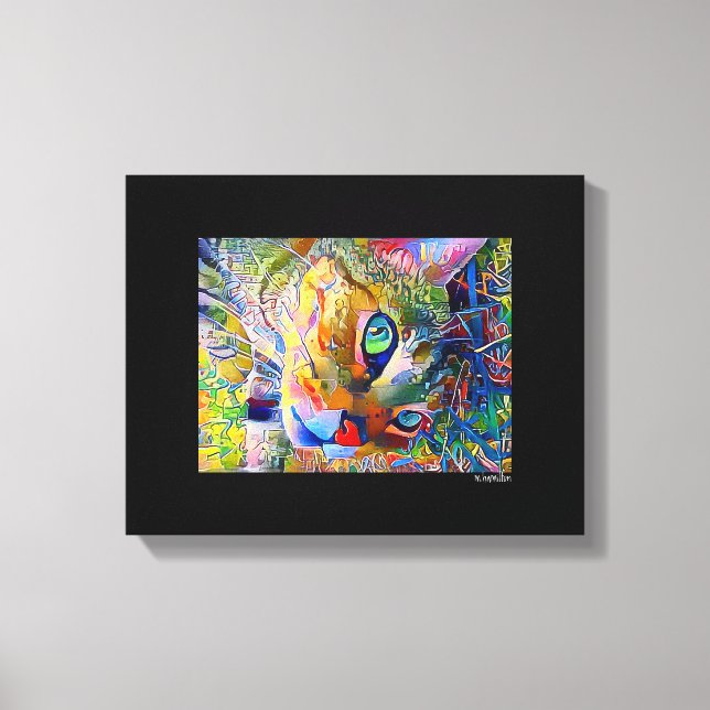 Digital Cat Art Wrapped Canvas (Framsida)