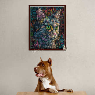 Digital Cat Wall Art Art-Snygg Calico Cat Porträtt Poster
