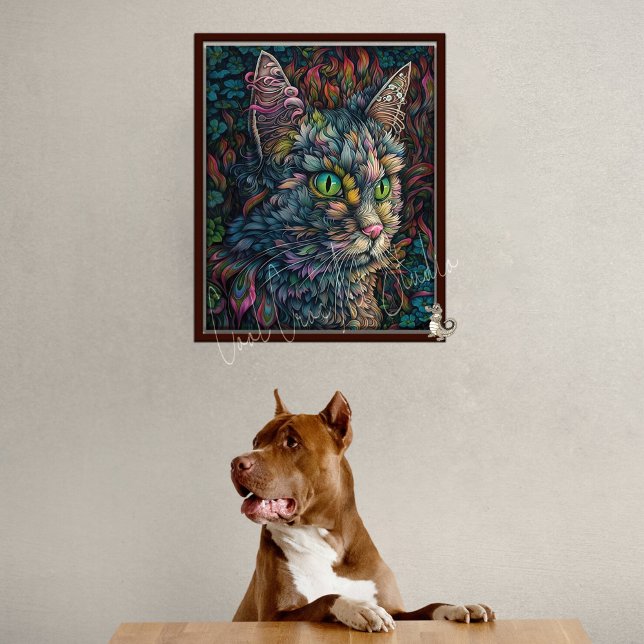 Digital Cat Wall Art Art-Snygg Calico Cat Porträtt Poster (Skapare uppladdad)