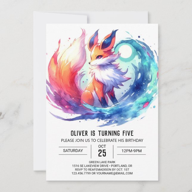 Digital Chic Fox Birthday Inbjudningar (Framsida)