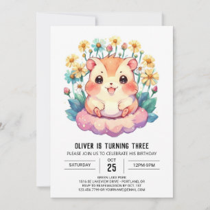 Digital Children's Hamster Birthday Inbjudningar