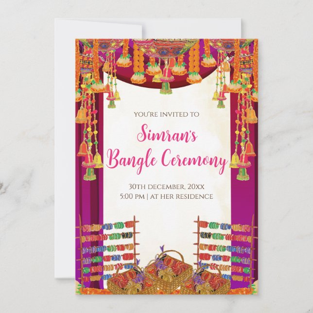 Digital Choora inbjudan & Bangle-ceremoni inbjudan (Framsida)