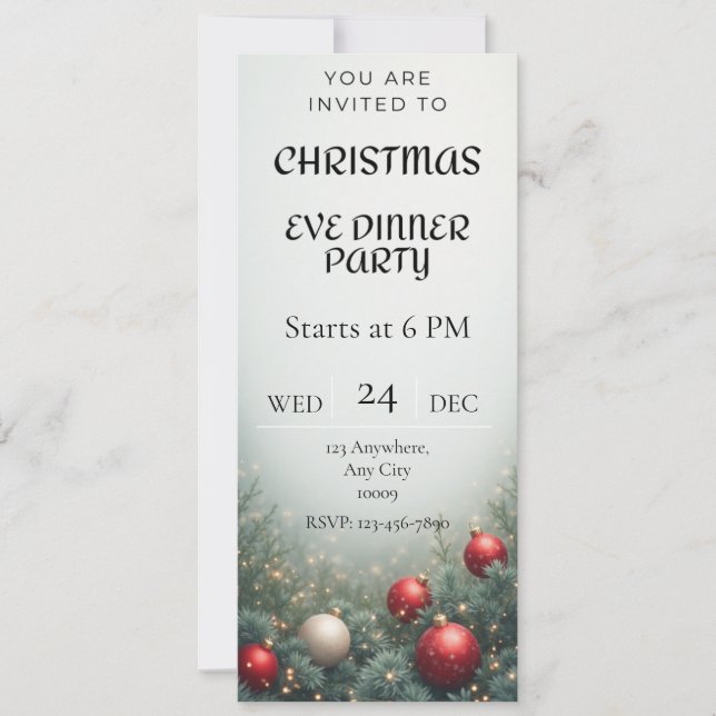 Digital Christmas Eve Dinner party Invitation Inbjudningar (Framsida)
