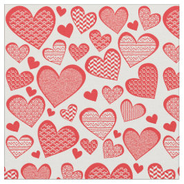 Digital Collage Stil Red Patterned Hearts Tyg