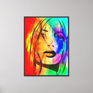 Digital Colorful Abstrakt Porträtt-Borttappad Girl Canvastryck