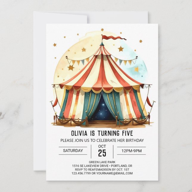 Digital Colorful Joy Circus Birthday Inbjudningar (Framsida)