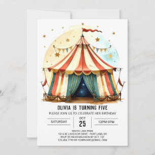 Digital Colorful Joy Circus Birthday Inbjudningar