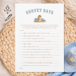 Digital Cowboy Baby Shower Game Survey Says Card Inbjudningar
