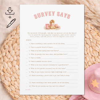 Digital Cowgirl Baby Shower Spel Undersökning Säge Inbjudningar