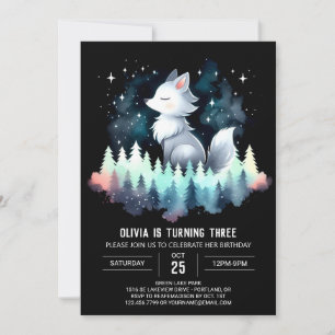 Digital Cute Varg Birday Inbjudningar