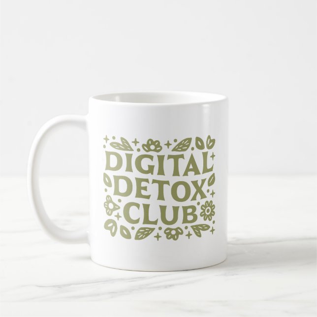 Digital detox club wellness girl floral aesthetic kaffemugg (Vänster)