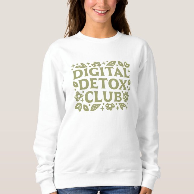 Digital detox club wellness girl green aesthetic t shirt (Framsida)