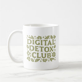 Digital detox-klubb välbefinnande flicka blomster kaffemugg