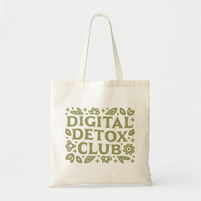 Digital detox-klubb välbefinnande flicka blomster  tygkasse (Framsidan)