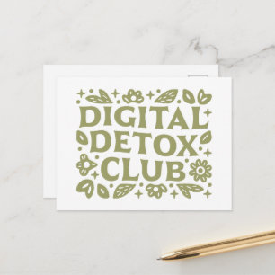 Digital detox-klubb välbefinnande flicka grön este vykort
