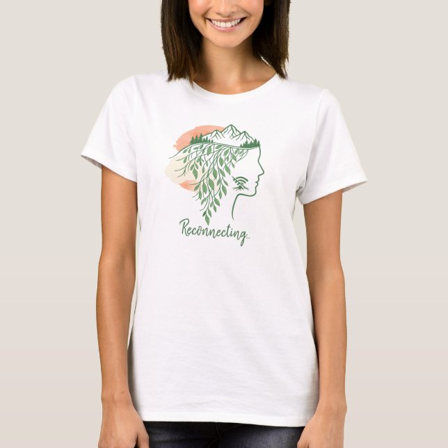 Digital Detox Skogsbad Minimalistisk Botanisk T Shirt (Framsida)