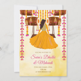 Digital Dholki inbjuder Mehndi-inbjudan, Mendhi Inbjudningar