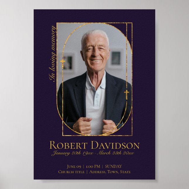 Digital dödsannons Post mörklila Poster (Framsidan)