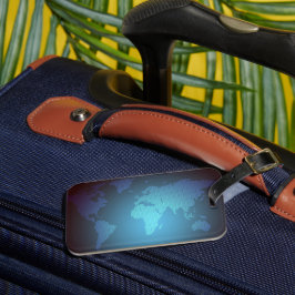 Digital Dot World Map Gradient Art Bagagebricka