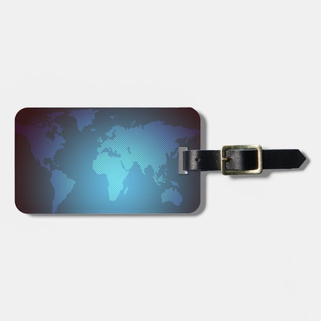 Digital Dot World Map Gradient Art Bagagebricka (Horisontell Framsida)