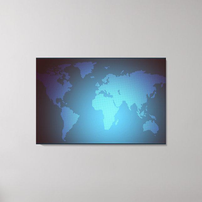 Digital Dot World Map Gradient Art Canvastryck (Framsida)