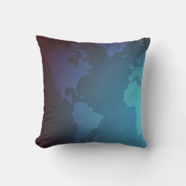 Digital Dot World Map Gradient Art Kudde