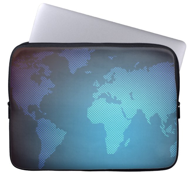 Digital Dot World Map Gradient Art Laptop Fodral (Framsidan)