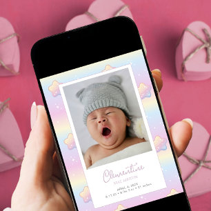 Digital Download Baby Rainbow Anpassningsbar Photo Inbjudningar