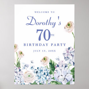 Digital Download Hydrangea 70:e födelsedag Välkomm Poster