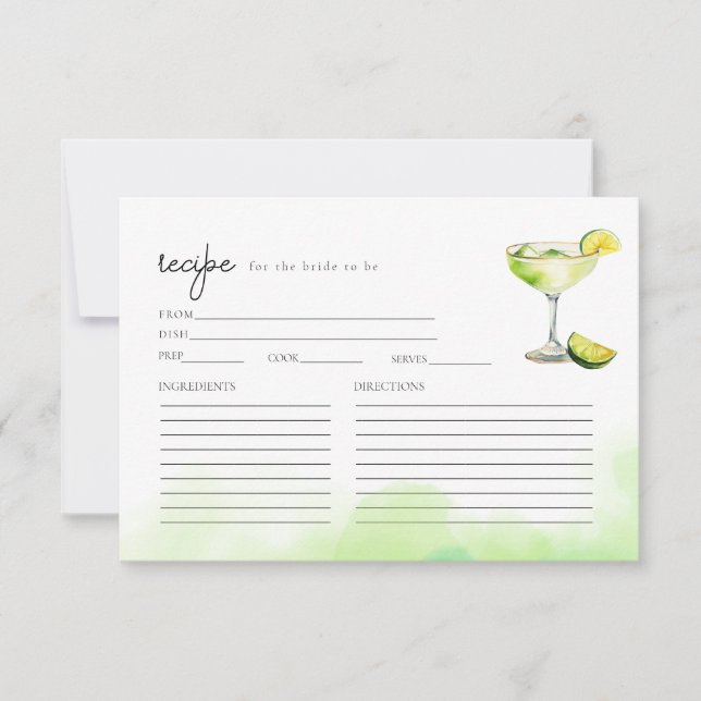 Digital Download Watercolor Margarita Recipe-kort Inbjudningar (Framsida)