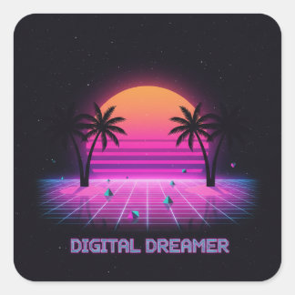 Digital Dreamer Holographic Style Vinyl Sticker Fyrkantigt Klistermärke
