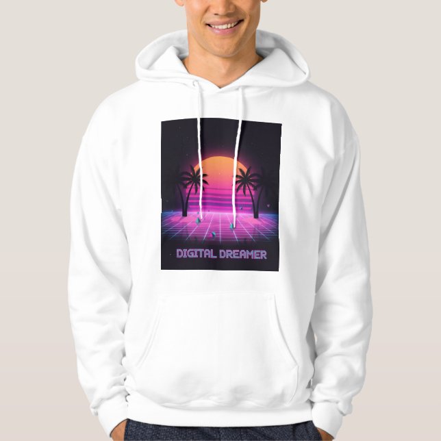 Digital Dreamer Oversized Synthwave Hoodie (Framsida)