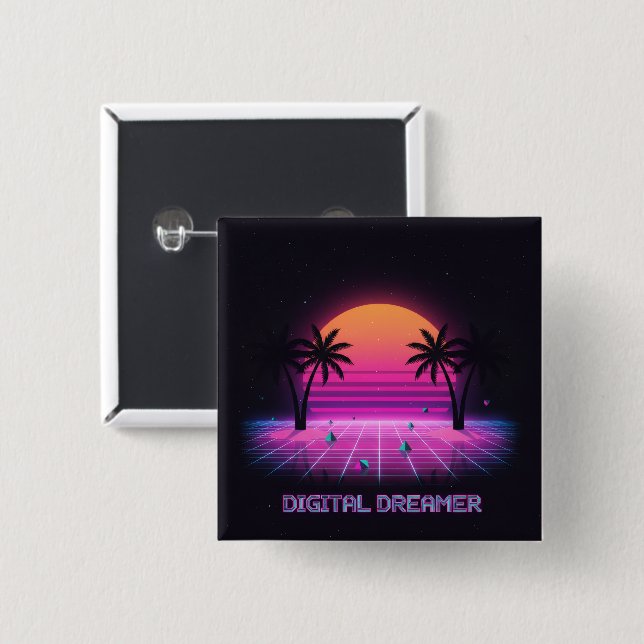 Digital Dreamer Retro Lappelknapp Knapp (Framsida & baksida)