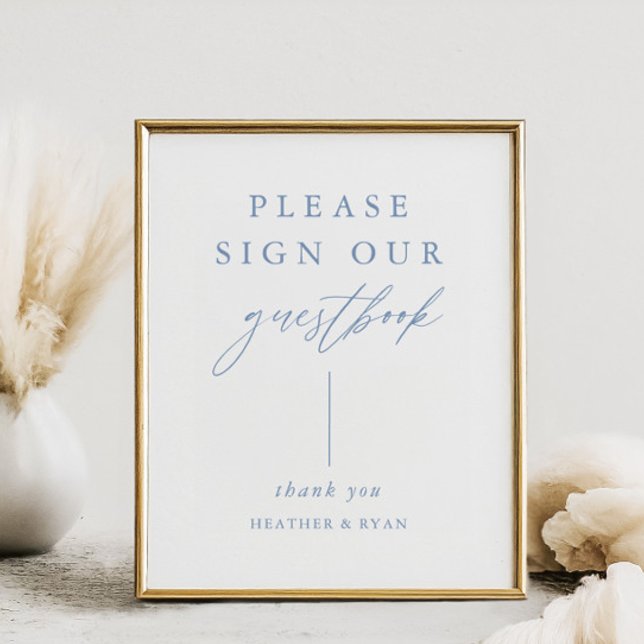 Digital Dusty Blue Calligraphy signerar vår gästbo Poster (Skapare uppladdad)