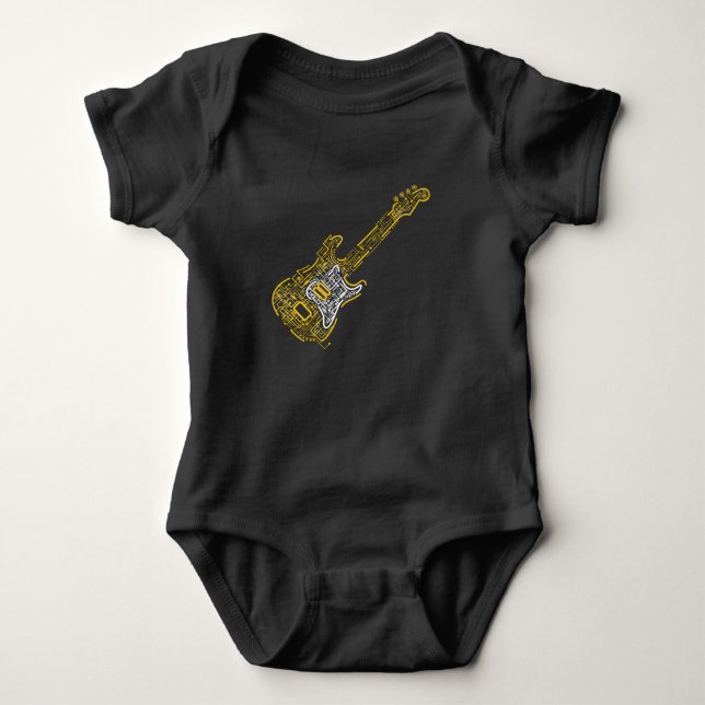Digital Electronic Electric Guitar Music Theme T Shirt (Framsida)