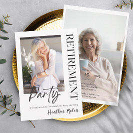 Digital Elegant 2 Foto Pension Party-kort Inbjudningar