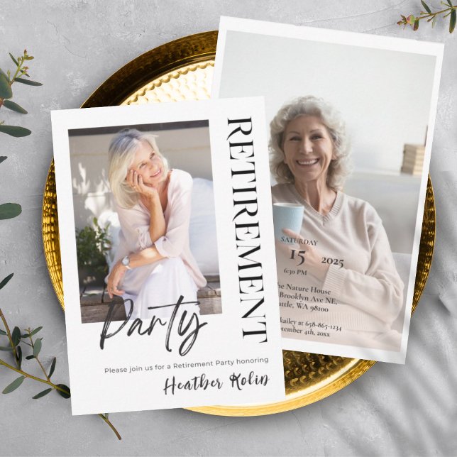 Digital Elegant 2 Foto Pension Party-kort Inbjudningar (Skapare uppladdad)