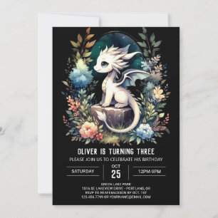 Digital Elegant Dragon Birthday Inbjudningar