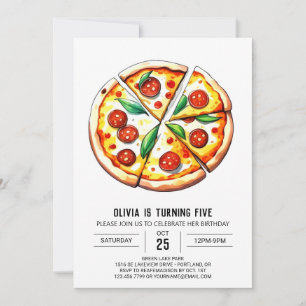 Digital Elegant Pizza Birthday Inbjudningar