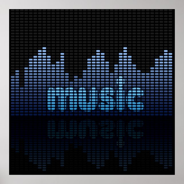 Digital Equalizer Music Wave Wall Poster (Framsidan)