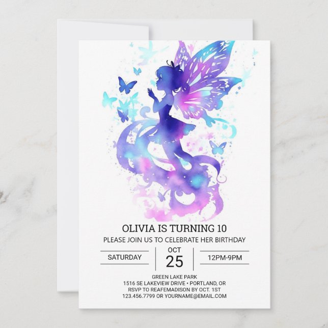 Digital Fairy Garden Birthday Magic Inbjudningar (Framsida)