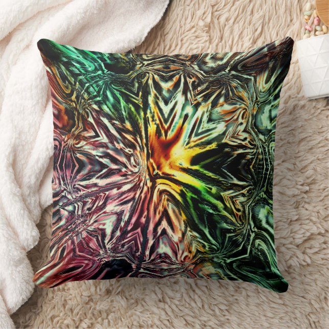 Digital färgad av rostade, präglade linjer kudde (Filt)