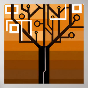 Digital färgstark träd AI-konst poster