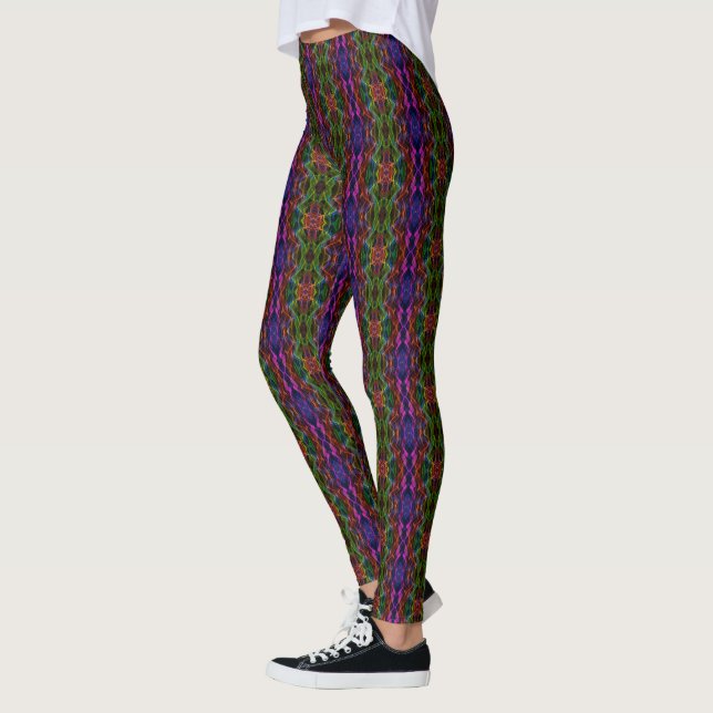 Digital flerfärgad Retro Mönster Leggings (Vänster)